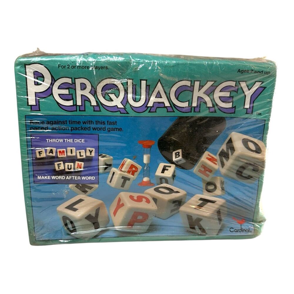 SEALED Perquackey Family Dice Word Game Cardinal 1956 NEW Irwin Games BOX DAMAGE
